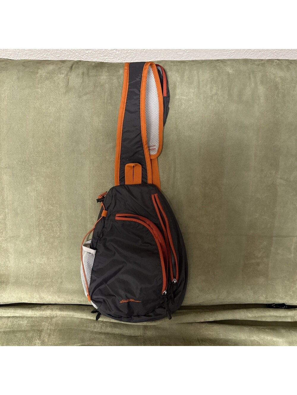 Eddie Bauer Grey Orange hiking Ripstop sling packPadded Straps